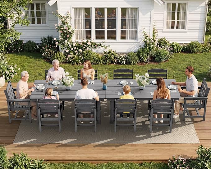 SERWALL Patio Dining Sets for 10 Person, HDPE Dining Set - Image 4