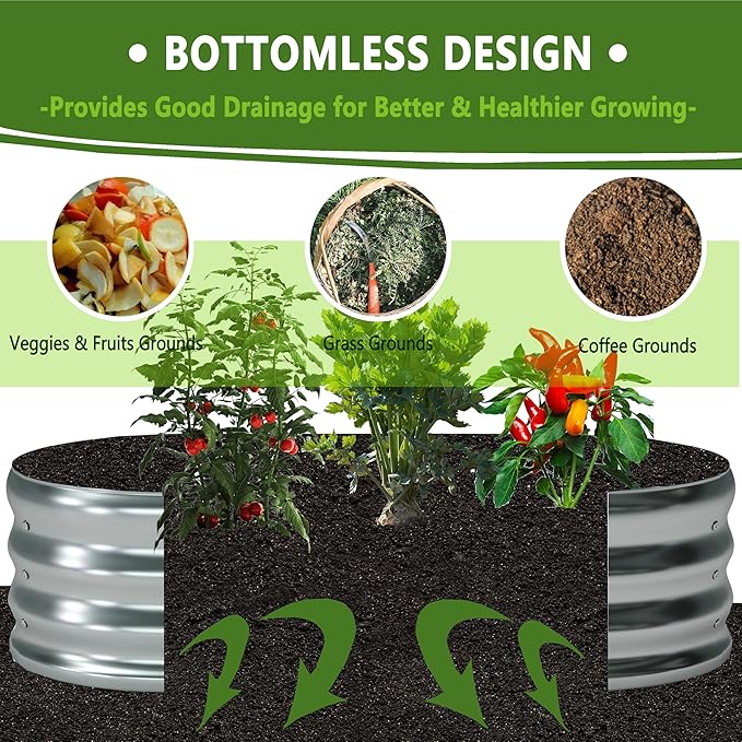 8x2x1ft Galvanized Oval Raised Garden Bed, Outdoor Planter Box Metal Patio Kit - Image 5
