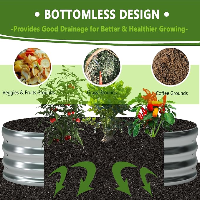 6x3x1ft Galvanized Oval Raised Garden Bed, Outdoor Planter Box Metal Patio Kit - Image 5