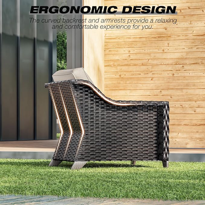 Joyside Wicker Patio Furniture Sets, 4 Pieces Upgraded Large Size Outdoor - Image 5