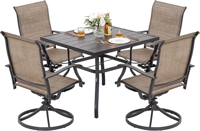 NUU GARDEN 5 Piece Outdoor Dining Set, Iron Patio Furniture Set by NUUGARDENCORPORATION
