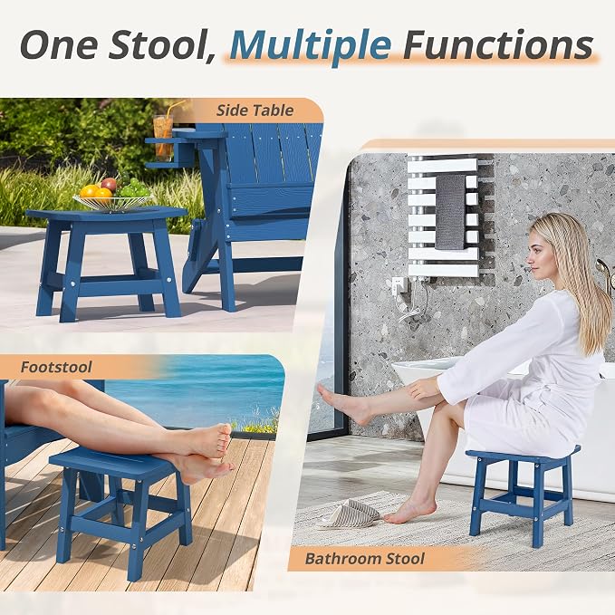 LUE BONA Outdoor Adirondack Ottomans, Footrest Footstool Set of 2, Outdoor Foot - Image 4