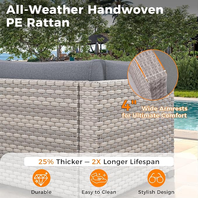 12-Seat Modular Patio Furniture Set – Outdoor Wicker Sectional Sofa - Image 4