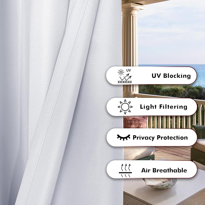 BONZER Outdoor Curtains for Patio Waterproof Thick Privacy Grommet Light - Image 4