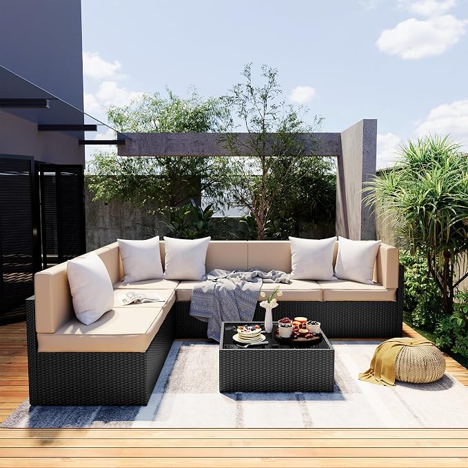 Pamapic 7 Pieces Outdoor Sectional Furniture，Wicker Patio sectional Furniture by Pamapic