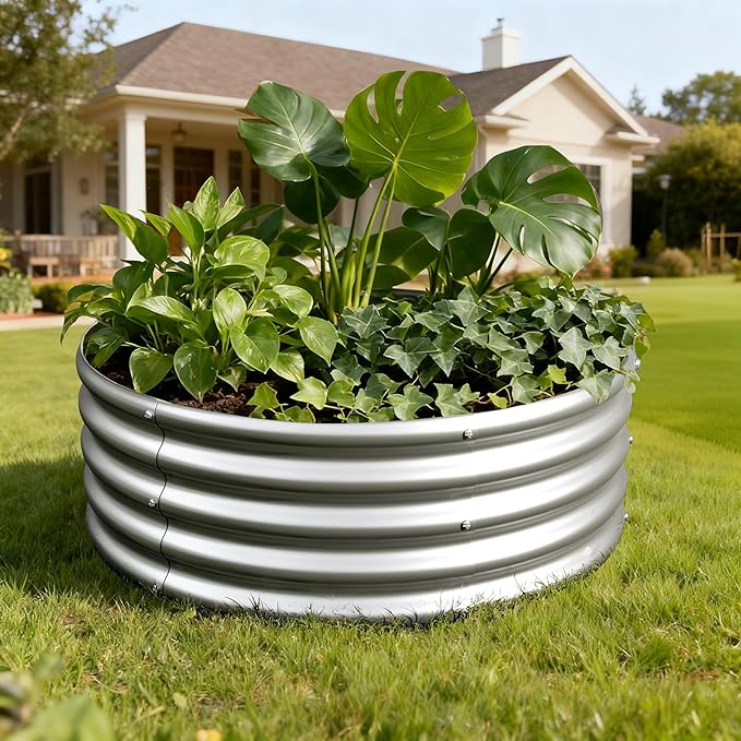 2PCS 3x3x1FT Galvanized Raised Garden Bed Kit, Vegetable Boxes-Round Metal - Image 5