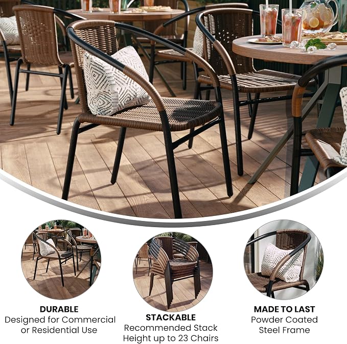 Flash Furniture Lila Modern Rattan Indoor/Outdoor Stackable Dining Chairs - Image 5