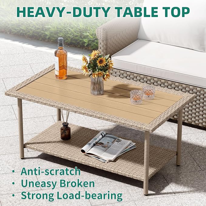 YITAHOME Outdoor Wicker Coffee Table - Image 3