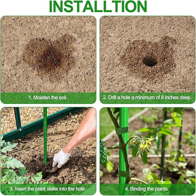 WAENLIR Garden Stakes 72 inch 6ft Sturdy Tomato Stakes, Plant Stakes - Image 6