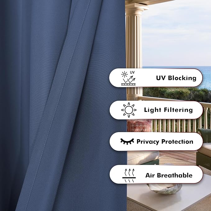 BONZER Outdoor Curtains for Patio Waterproof Thick Privacy Grommet Light - Image 4