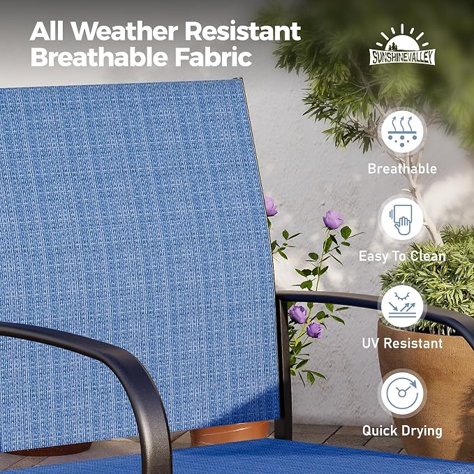5 Piece Patio Dining Set for 4, Outdoor Table and Chairs Set for Lawn Backyard - Image 2