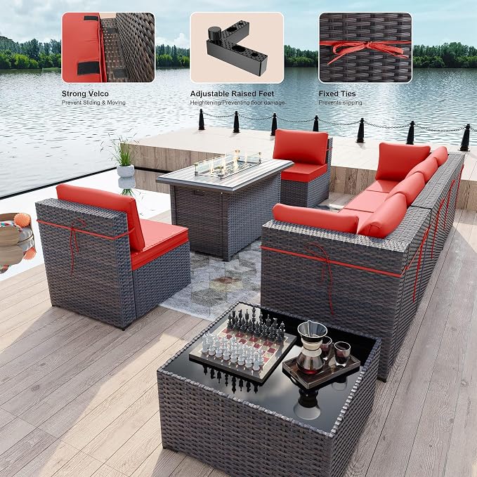 Kullavik 8 Pieces Outdoor Patio Furniture Set, Sectional Sofa Set - Image 3