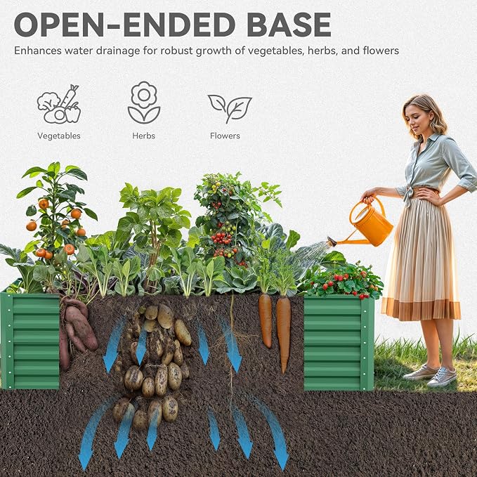 YITAHOME 6x3x2 ft 2pcs Galvanized Raised Garden Bed Kit, Large Metal Planter Box - Image 4