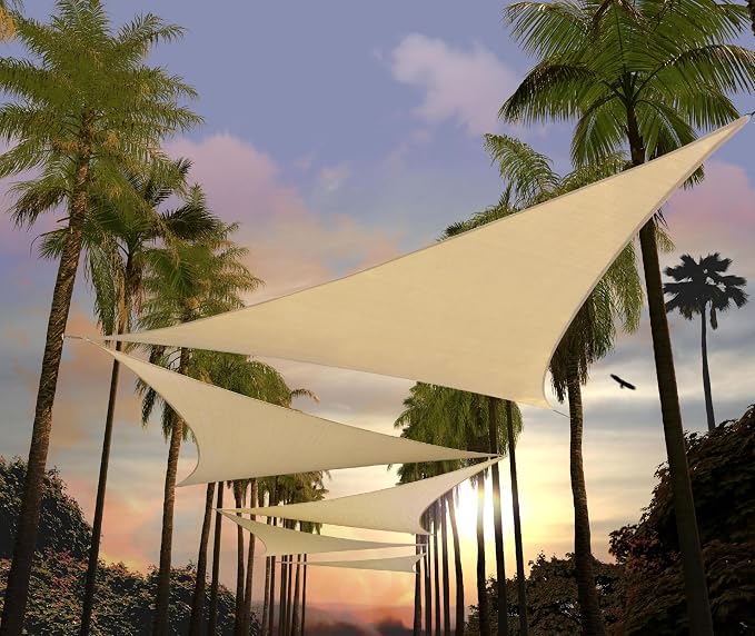 Amgo Custom Size 4' x 4' x 4' Beige Triangle Sun Shade Sail Order to Make by Amgo