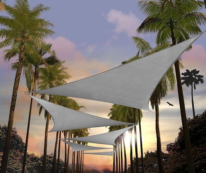 Amgo 20' x 20' x 20' Grey Triangle Sun Shade Sail UPF50+ Canopy Awning AGSLT by Amgo