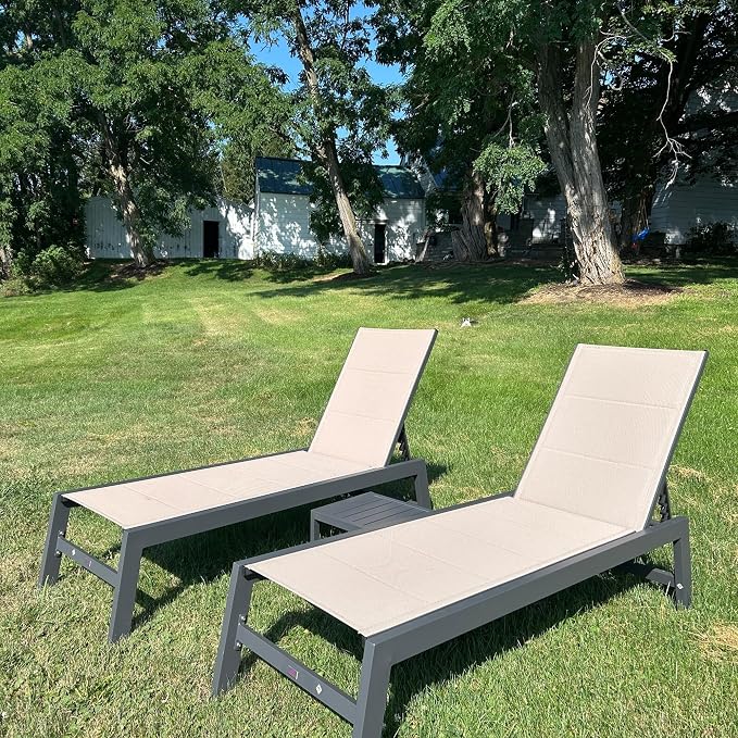 PURPLE LEAF Outdoor Chaise Lounge Set of 4 Aluminum Patio Lounge Chair by PURPLELEAF
