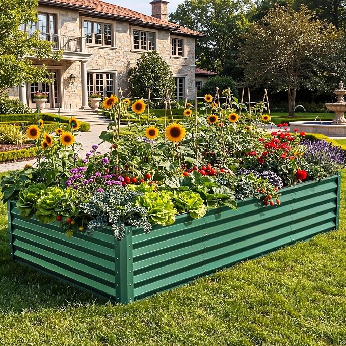 YITAHOME 8x4x1.5 ft Galvanized Raised Garden Bed Kit, Large Metal Planter Box by YITAHOME