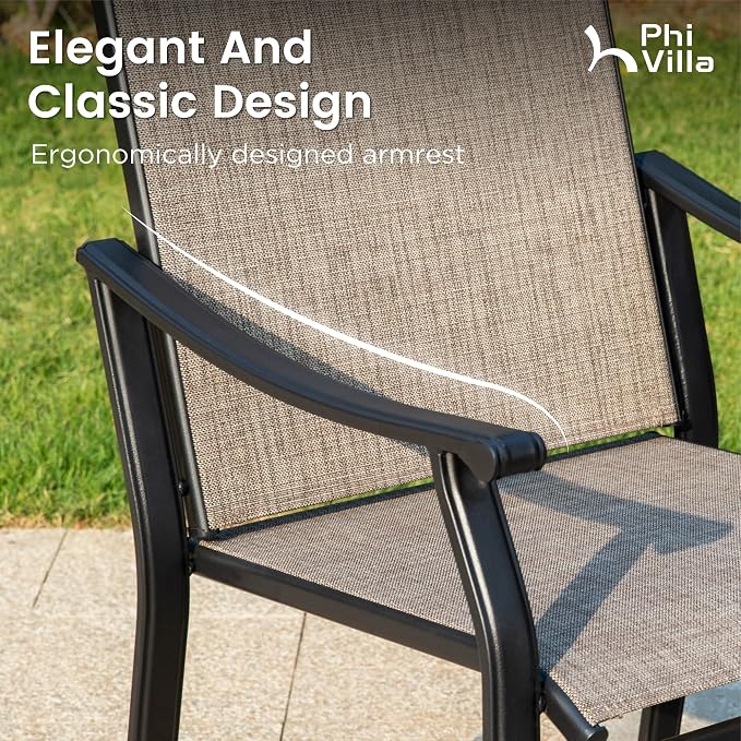PHI VILLA 5 pcs Patio Dining Table and Chairs, 4 Outdoor Dining Chairs and - Image 4