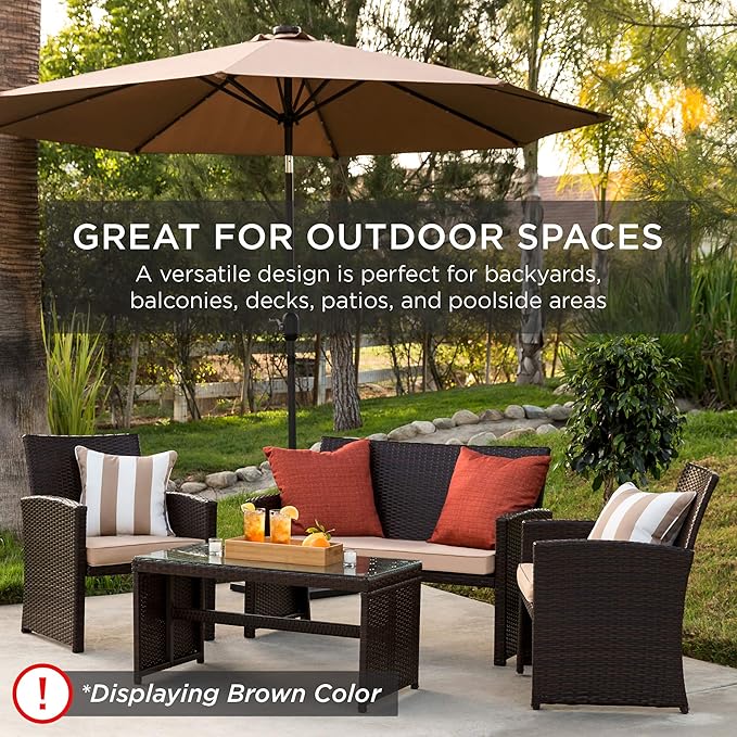 Best Choice Products 4-Piece Outdoor Wicker Patio Conversation Furniture Set - Image 6