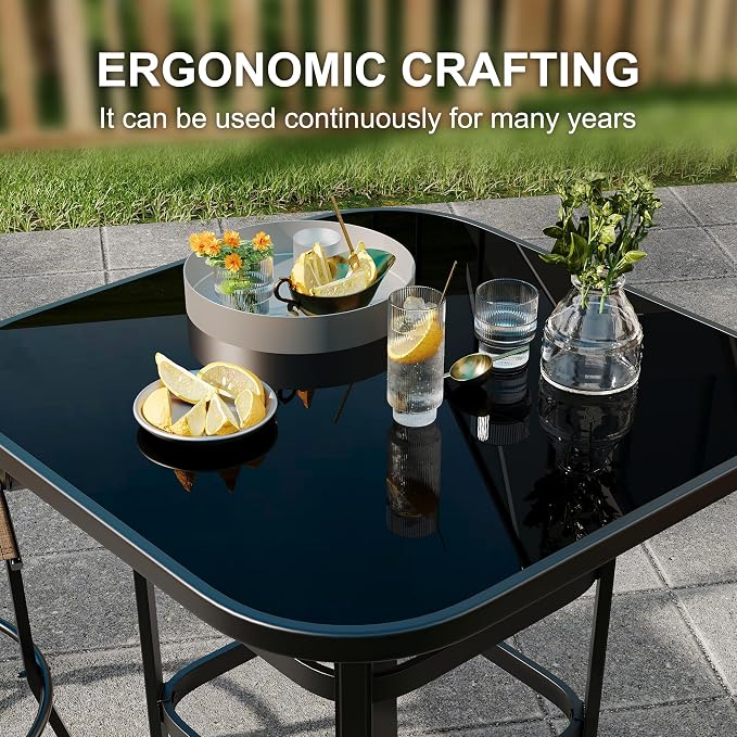 5 Piece Outdoor High Top Bar Set, 5 Pieces Outdoor Swivel Bar Set - Image 5