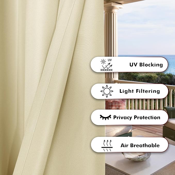 BONZER Outdoor Curtains for Patio Waterproof Thick Privacy Grommet Light - Image 4