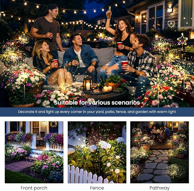 Solar Lights Outdoor, 120LED 2pack Fairy Garden Lights Decor - Image 2
