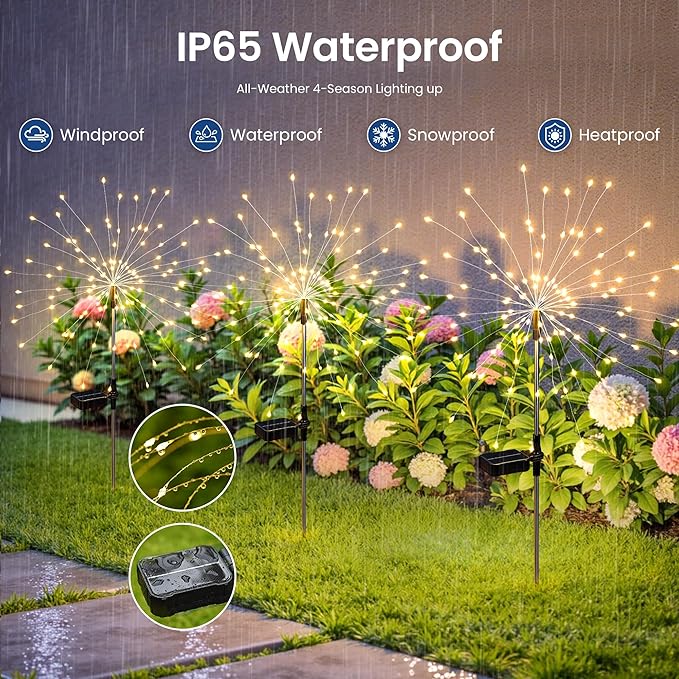 Solar Lights Outdoor, 120LED 8 Pack Fairy Garden Lights Decor - Image 6