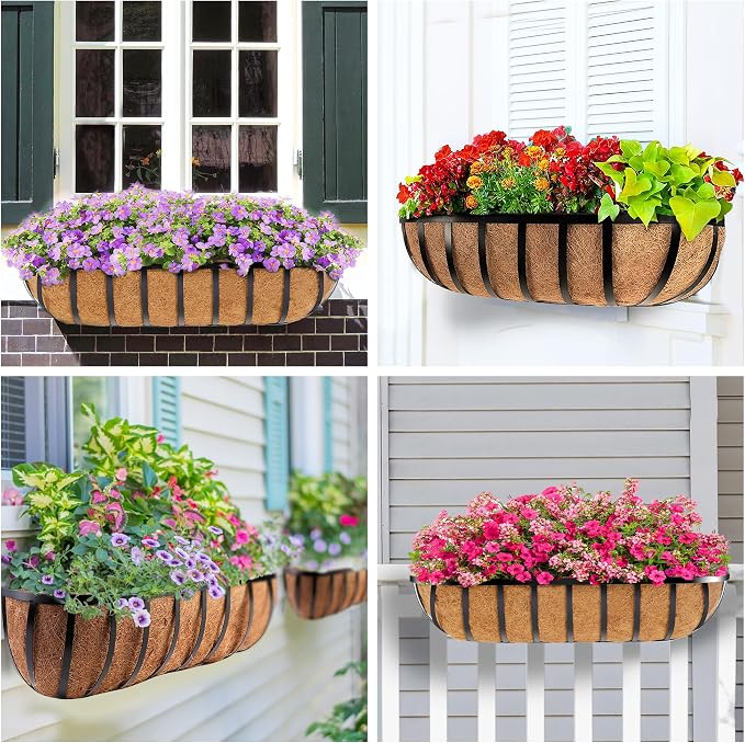 HFHOME 2 Pcs Coco Liners for Planters 24 Inch, Horse Trough Coconut Planter - Image 4