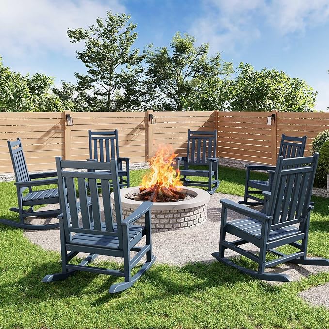 HDPE Rocking Chair Outdoor Set of 6 by Garvee