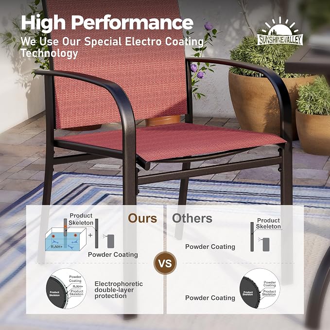 5 Piece Patio Dining Set for 4, Outdoor Table and Chairs Set for Lawn Backyard - Image 5