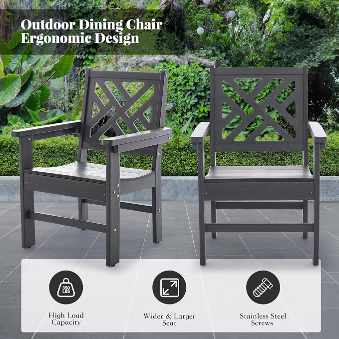 HDPE Outdoor Dining Set, 6-Piece Outdoor Table and Chairs Include 4 Dining - Image 5