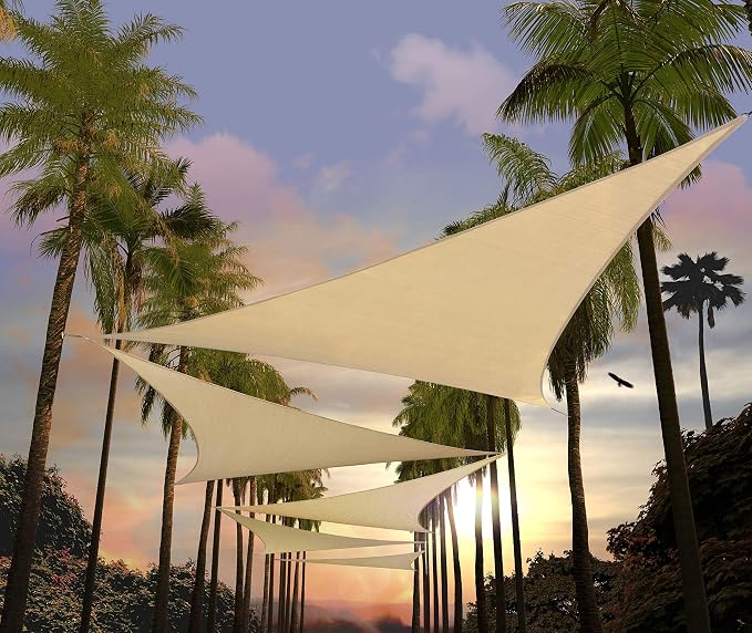 Amgo Custom Size 17' x 17' x 17' Beige Triangle Sun Shade Sail UPF50+ AGTAPRT12 by Amgo