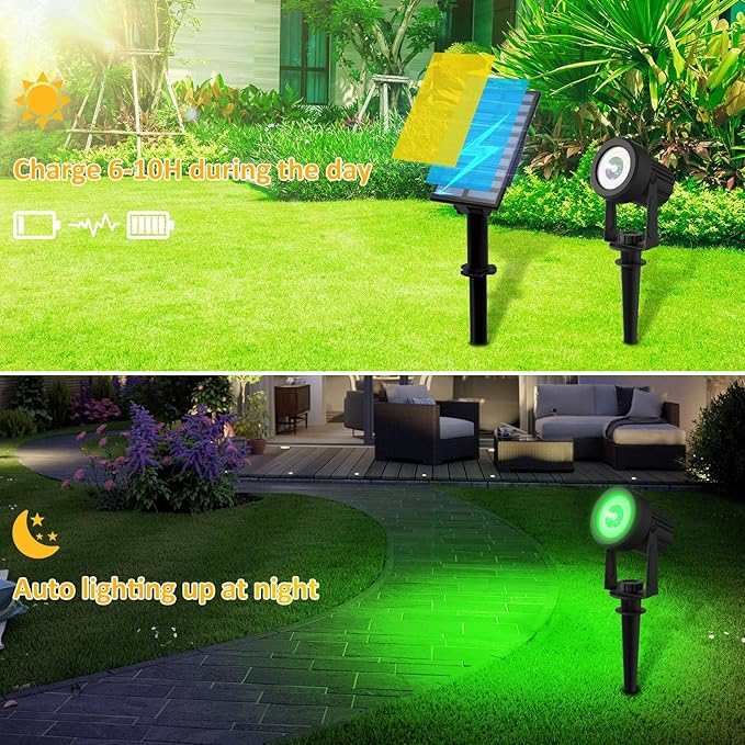 T-SUNUS Color Changing Solar Landscape Spotlights 4 Pack, IP65 Waterproof RGB - Image 3