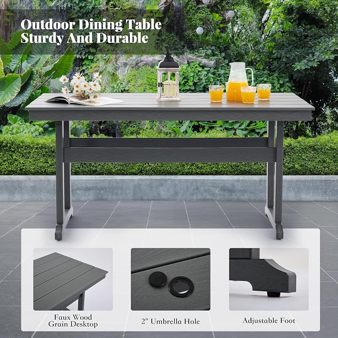 HDPE Dining Table Set for 10, 12-Piece Outdoor Table and Chairs Include 10 - Image 4