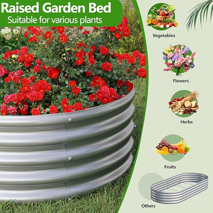 2PCS 8x4x1ft Galvanized Metal Raised Garden Bed Kit, Outdoor Planter Box - Image 6