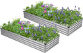 2PCS 8x4x1ft Galvanized Raised Garden Bed Kit, Galvanized Planter Raised Garden by Easllre