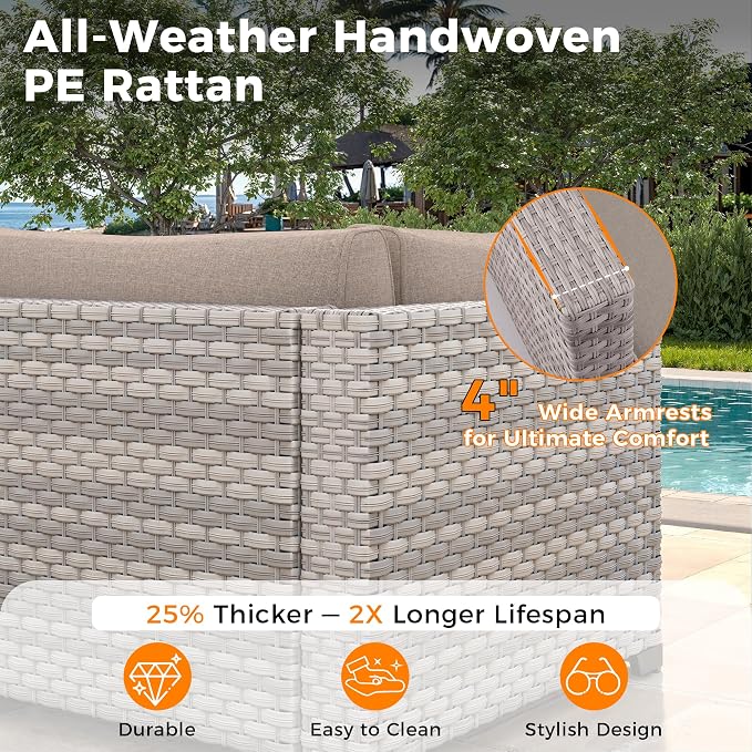 8-Seat Outdoor Wicker Patio Furniture Set - Image 4