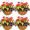 14 inch Metal Hanging Baskets For Plants Outdoor 4 Pack Round Metal Wire by JFFLYIT