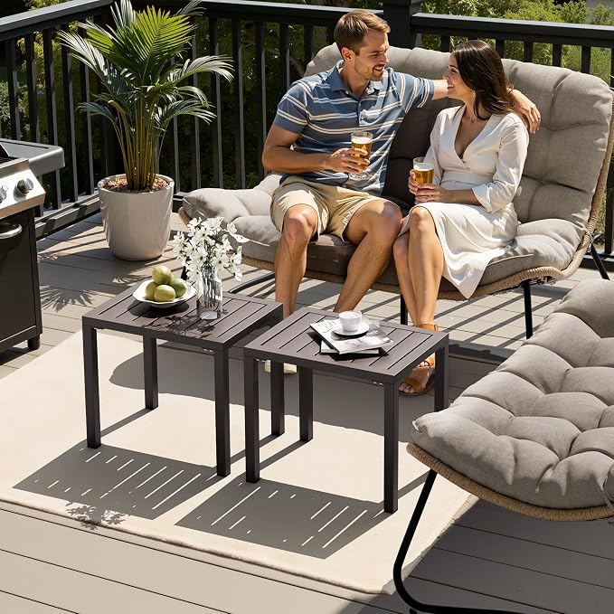 Crestlive Products Outdoor Side Table Set of 2, Aluminum Small Rectangular - Image 7