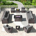 Kullavik 13 Pieces Outdoor Patio Furniture Set, PE Wicker Rattan Sectional Sofa by KULLAVIK
