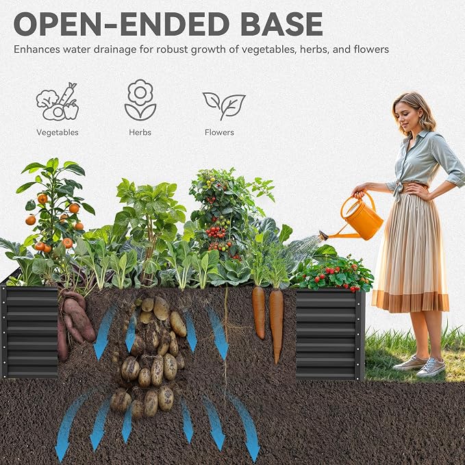 YITAHOME 96x48x24 in Galvanized Raised Garden Bed Kit, Large Metal Planter Box - Image 3