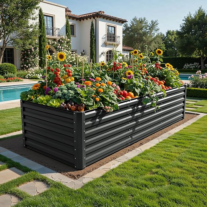 YITAHOME 8x4x2ft Large Raised Garden Bed Kit, Galvanized Metal Planter Box - Image 2