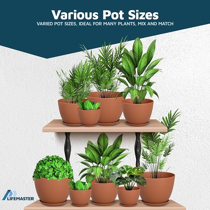 Terracotta Plant Pots with Drainage Holes & Saucers 3 Pack, Indoor & Outdoor - Image 4