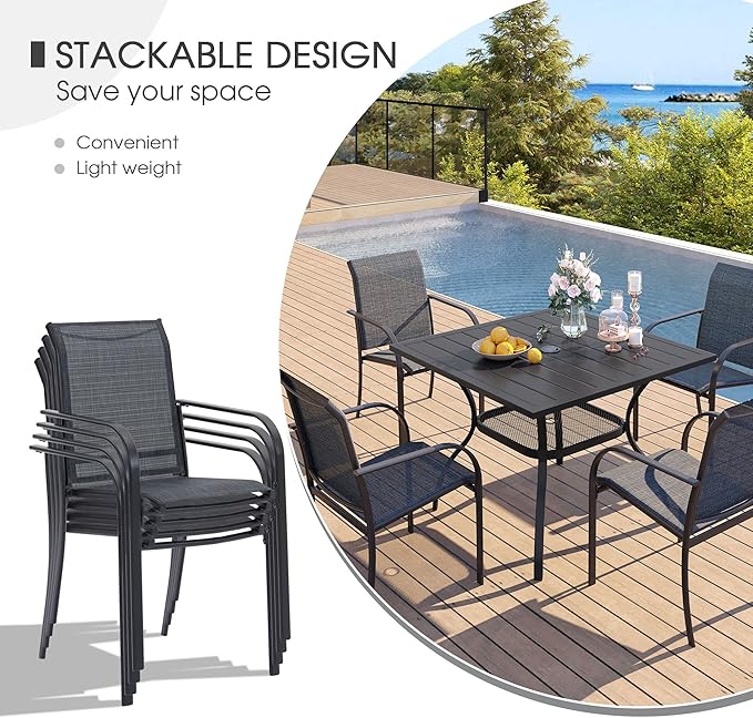 VICLLAX Patio Dining Set for 8, Outdoor Furniture Set Includes 53" Round Patio - Image 5