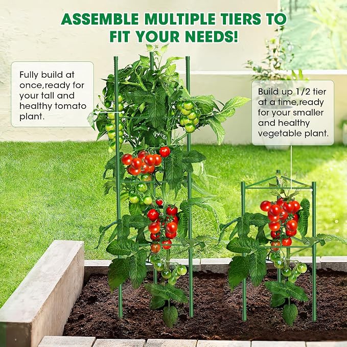 6 Pack Tomato Cages, 51.2in Tomato Plant Support Stakes Heavy-Duty, Garden - Image 8