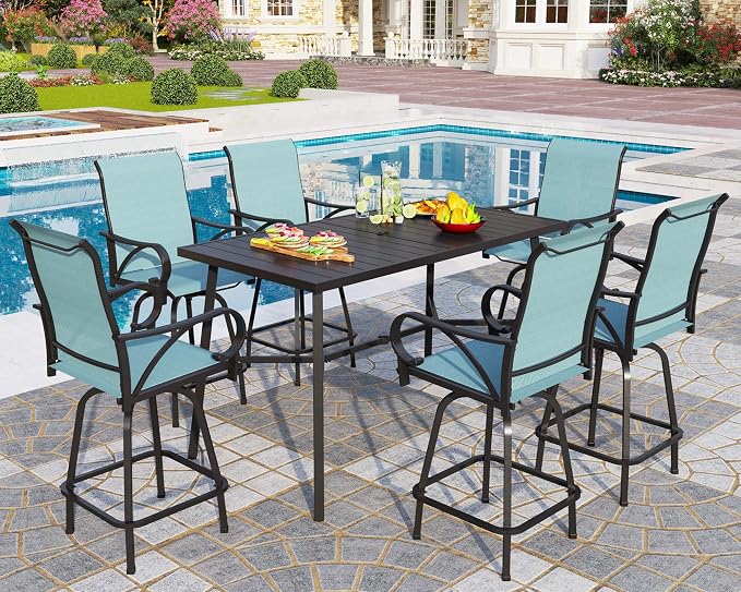 PHI VILLA 7 Piece Outdoor Bar Dining Set, High Top Patio Table and Chairs by PHIVILLAThepioneerofcomfortablehouseholdsupplies