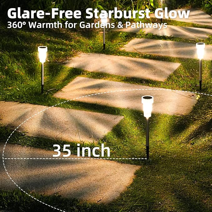 DERAYSION 12 Pack Solar Pathway Lights Outdoor, Auto Dusk-to-Dawn Landscape - Image 2