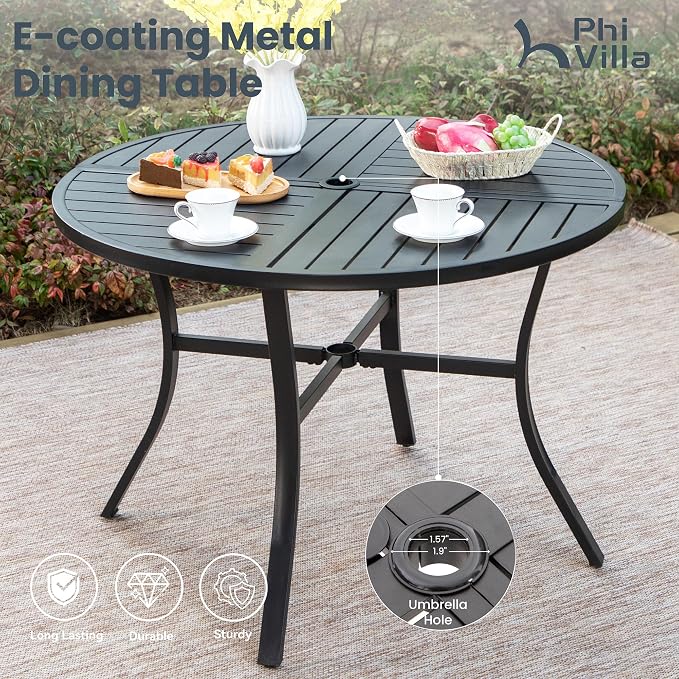 PHI VILLA 5 Pcs Outdoor Patio Dining Set - Image 3