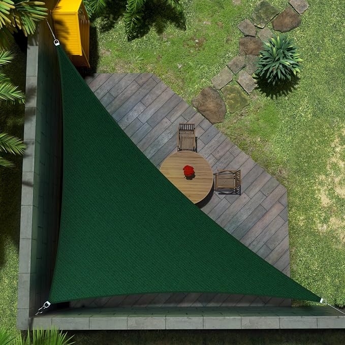 Amgo Custom Size 15' x 17' x 22.7' Green Right Triangle Sun Shade Sail UPF50+ by Amgo