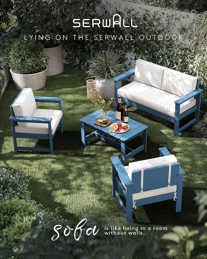 SERWALL 5 Pieces HDPE Outdoor Sofa Set - Image 6